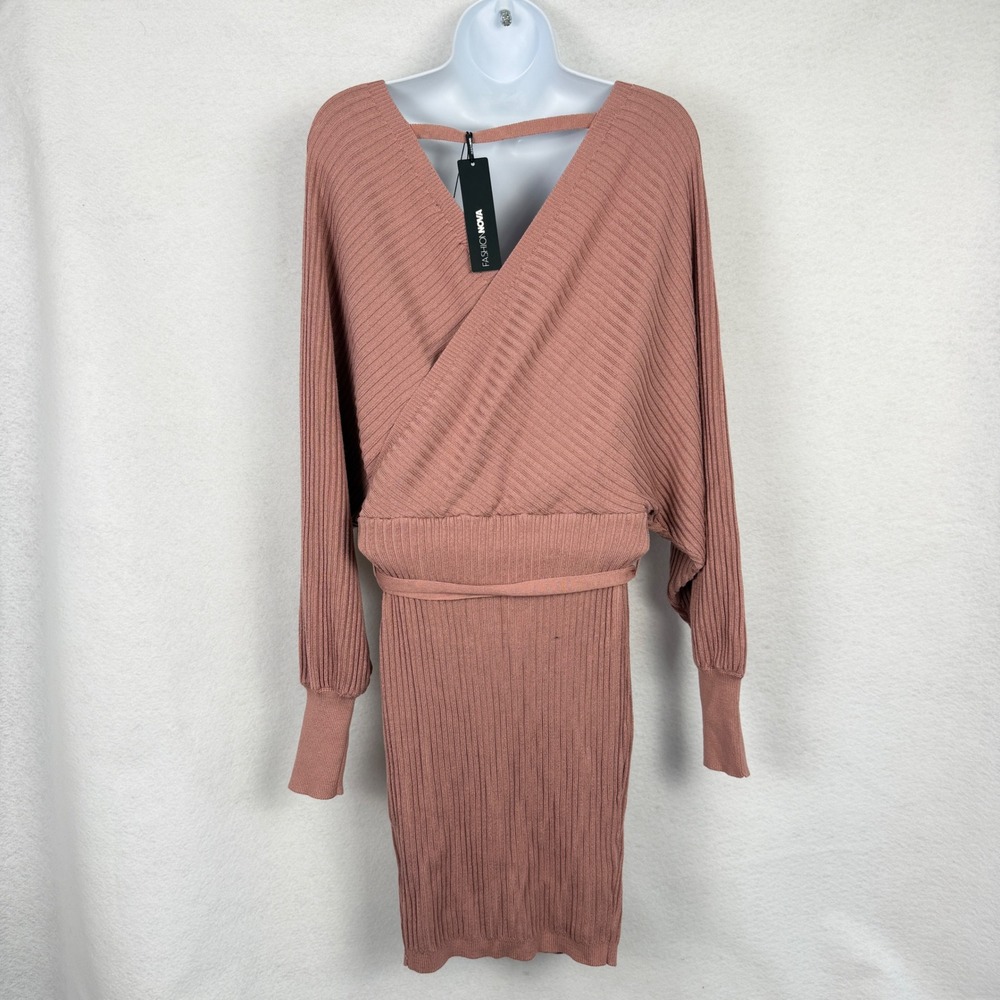 Fashion Nova Sweater Dress Womens Small Just Between Us Ribbed Mauve - Picture 6 of 12
